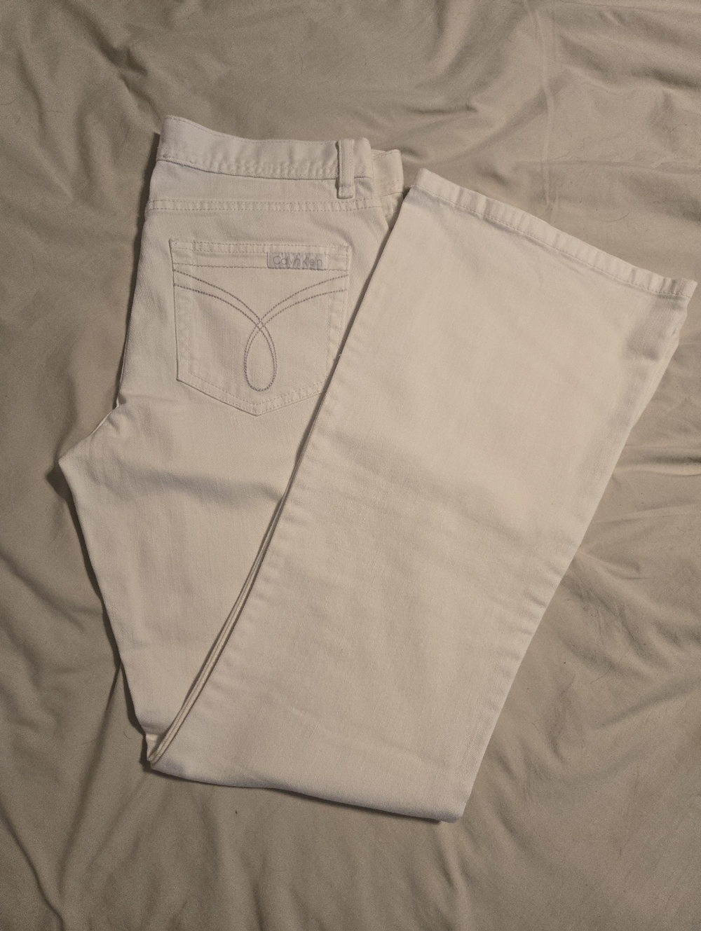 Calvin Klein Jeans White Flare Leg Jeans Size 8 Slim Fit Stretch